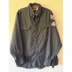 Bulwark FR Mens Black Long Sleeve Button Up Flame Resistant Shirt Size XL